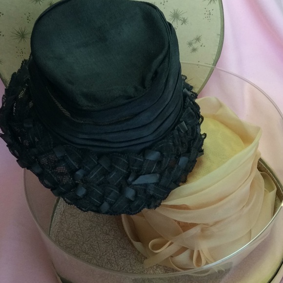 Created by Marilyn Accessories - FINAL SALE PRICE Starburst/Clear Hatbox + 2 Vintage Hats